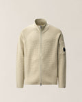 C.P. Company Waffle Knit Cotton Zip Lens Cardigan Silver Birch – photo 1 – Dewachter Montpellier