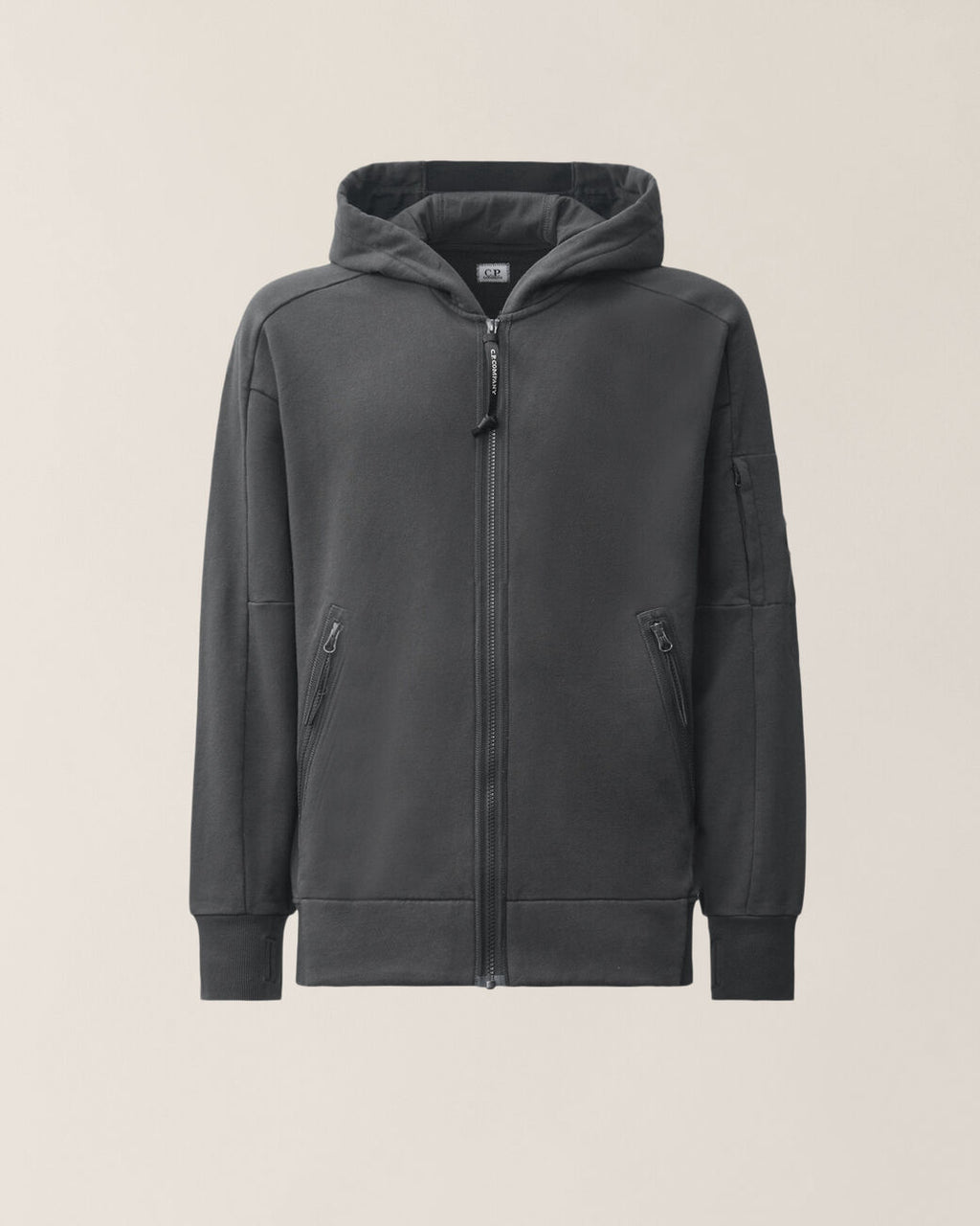 C.P. Company Diagonal Raised Fleece Lens Hooded Zip Sweatshirt Raven – photo 1 – Dewachter Montpellier