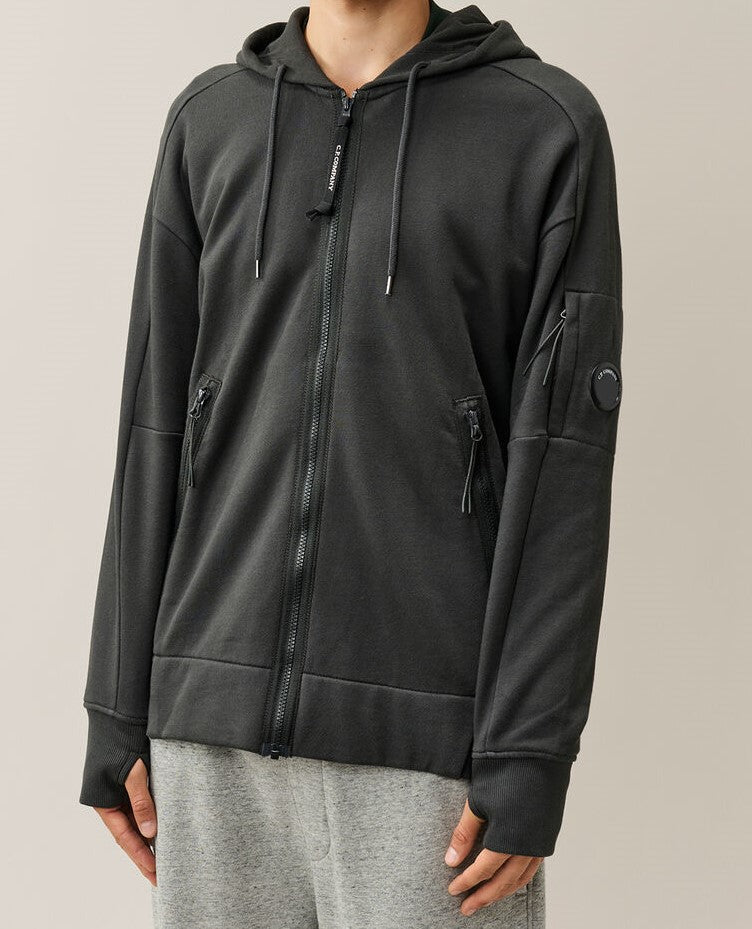 C.P. Company Diagonal Raised Fleece Lens Hooded Zip Sweatshirt Raven – photo 2 – Dewachter Montpellier
