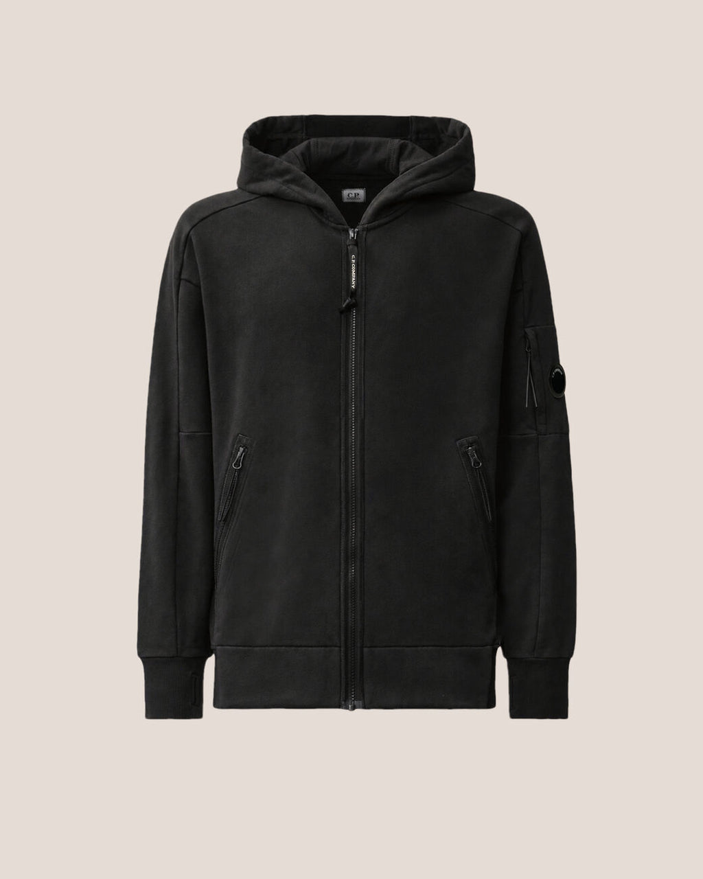 C.P. Company Diagonal Raised Fleece Hooded Zip Lens Sweatshirt Black – photo 1 – Dewachter Montpellier