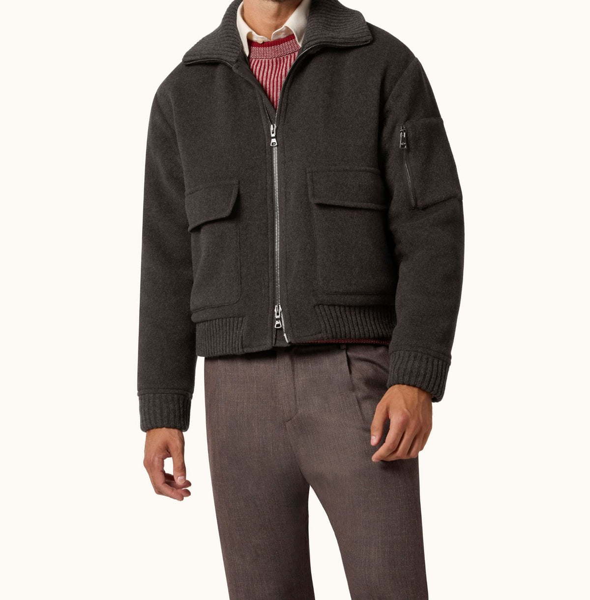 Wool and Cashmere Bomber Jacket